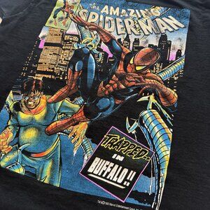 Vintage 90's 1993 Spiderman Marvel Superhero Comic USA Large Black Shirt RARE